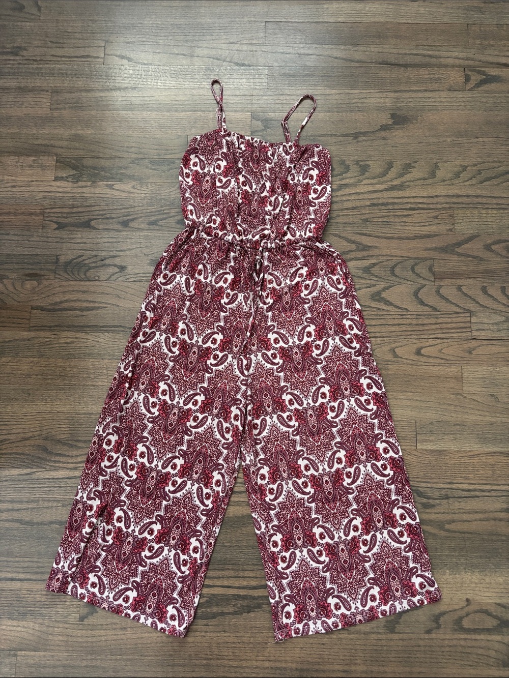 Chic Burgundy Patterned Jumpsuit